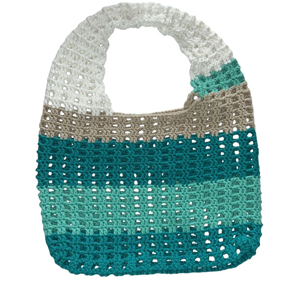 Handmade Crochet Colorblock Willow Shoulder Bag